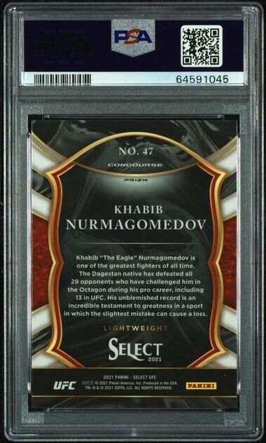 2021 Panini Select UFC - Concourse Silver Prizm #47 Khabib Nurmagomedov PSA 10