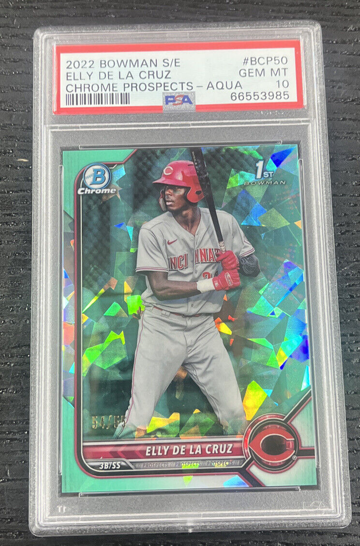 2022 Bowman Chrome Sapphire Elly De La Cruz BCP-50 Aqua /55 Psa 10