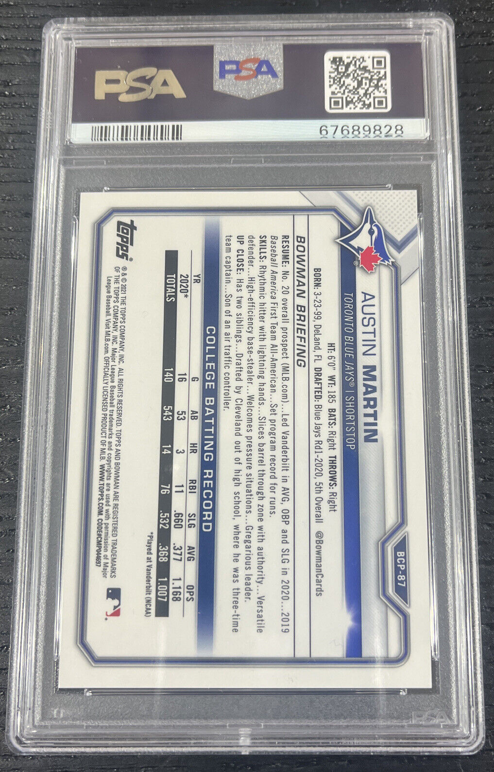 2021 bowman chrome 1st mega box green mojo refractor austin martin /99 PSA 9
