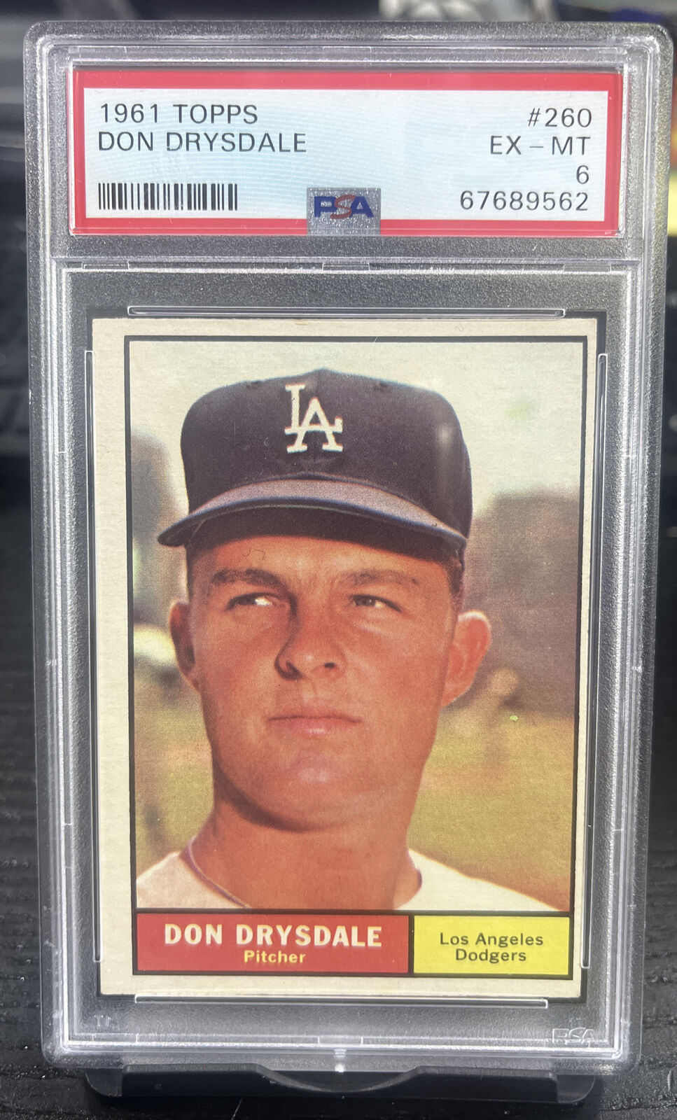 1961 Topps #260 Don Drysdale Los Angeles Dodgers PSA 6