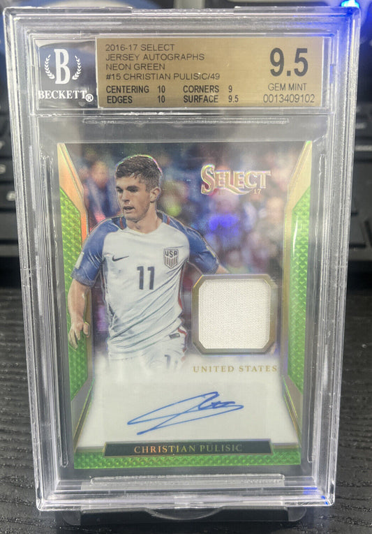 2016-17 Panini Select Christian Pulisic Jersey Auto Rookie /49 RC BGS 9.5 auto 9