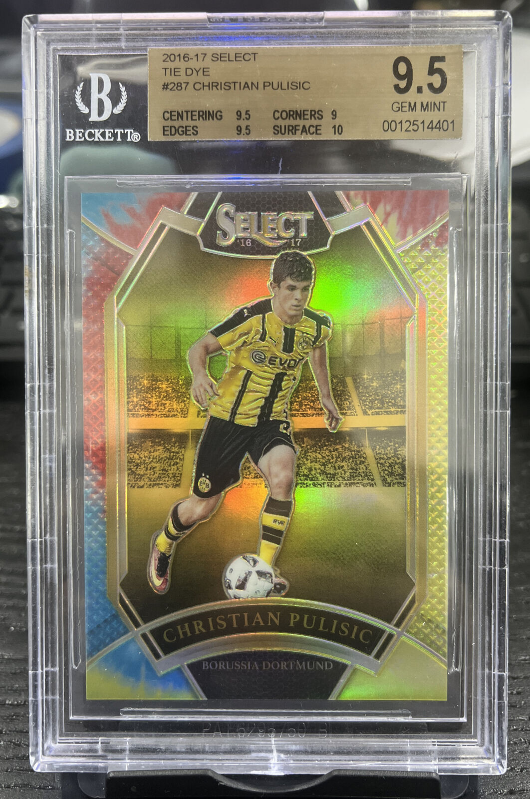 2016-17 Panini Select Christian Pulisic Tie Dye /30 Rookie RC BGS 9.5