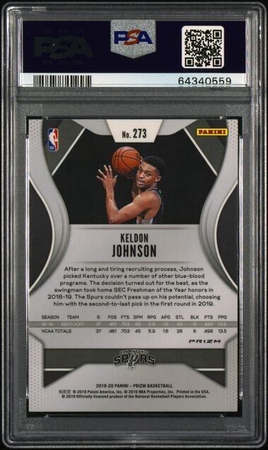 2019-20 Panini Prizm #273 Keldon Johnson Rookie RC Orange Cracked Ice PSA 10 GEM