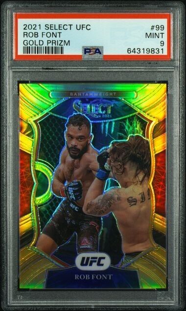 2021 UFC Select Concourse Rob Font Gold Prizm /10 PSA 9
