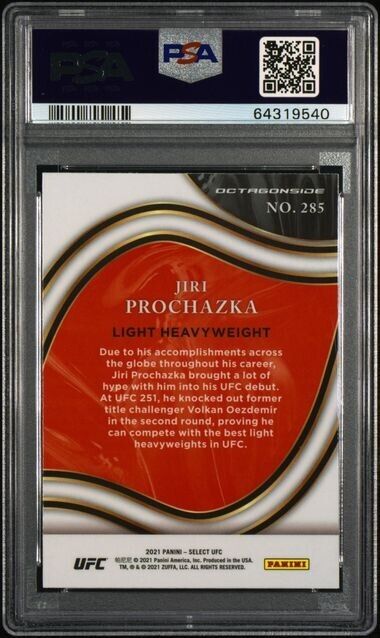 2021 SELECT UFC Jiri Prochazka Octagonside Base card 285 PSA 10
