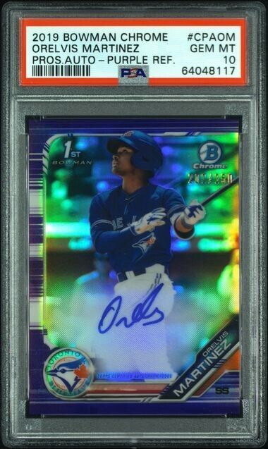 Orelvis Martinez 2019 Bowman Chrome Purple Refractor 1st Auto /250 PSA 10