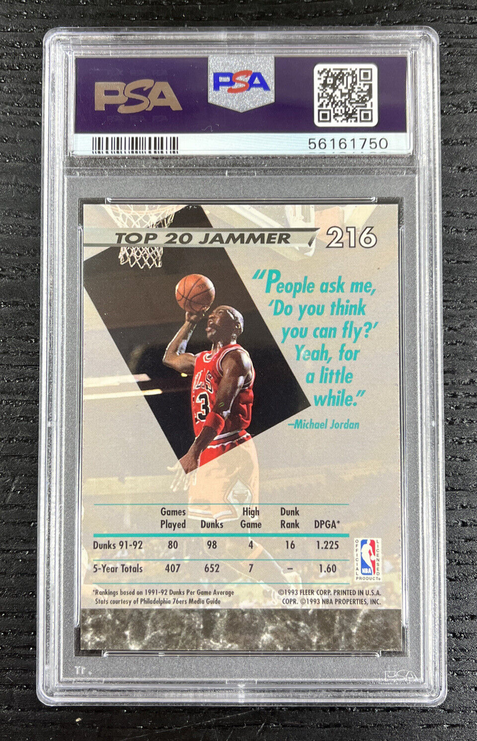 1992-93 Fleer Ultra Michael Jordan #216 Chicago Bulls PSA 9