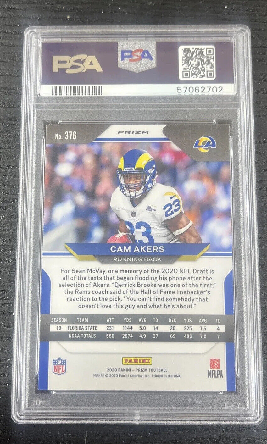 2020 Panini Prizm Cam Akers Rookie Red Ice Prizm PSA 10 GEM MINT
