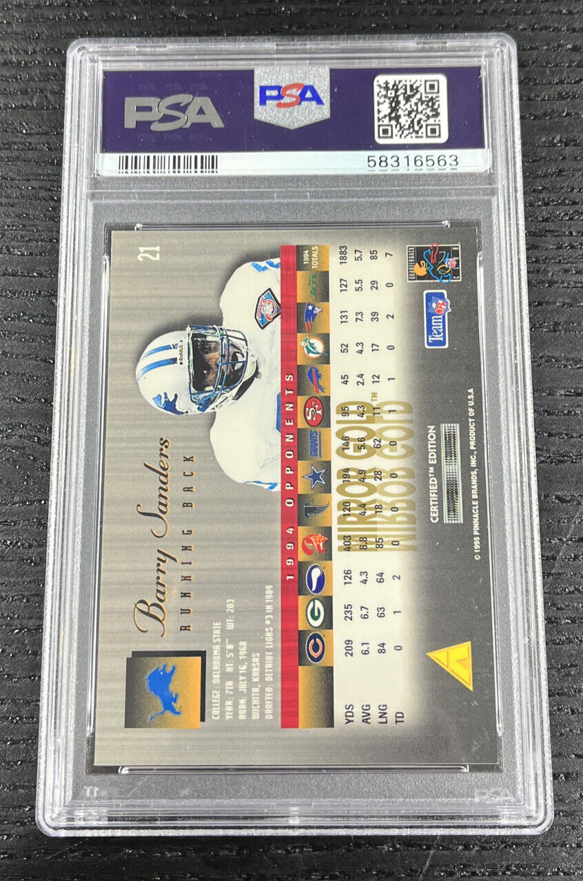 1995 SELECT CERTIFIED #21 BARRY SANDERS GOLD HOF PSA 8
