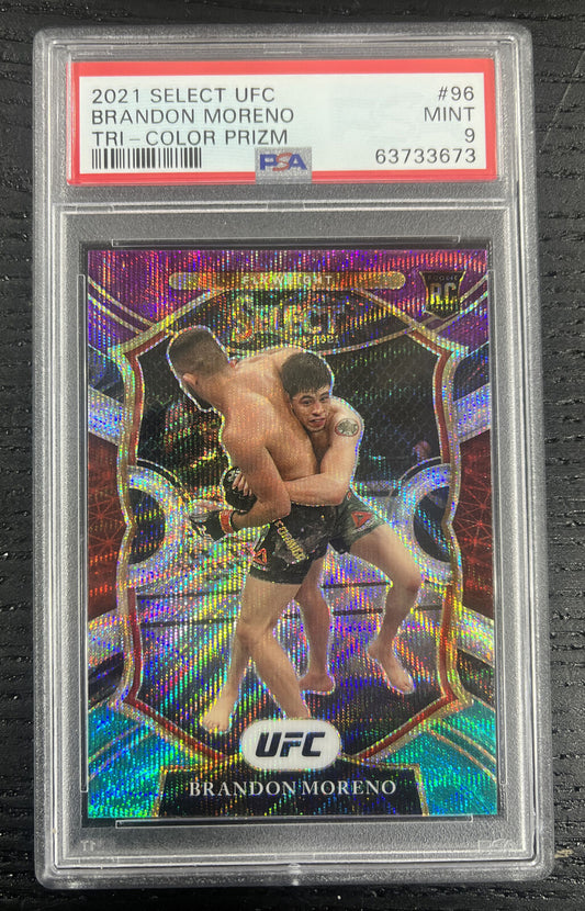 2021 Panini Select UFC Brandon Moreno RC Concourse Tri-Color Prizm PSA 9