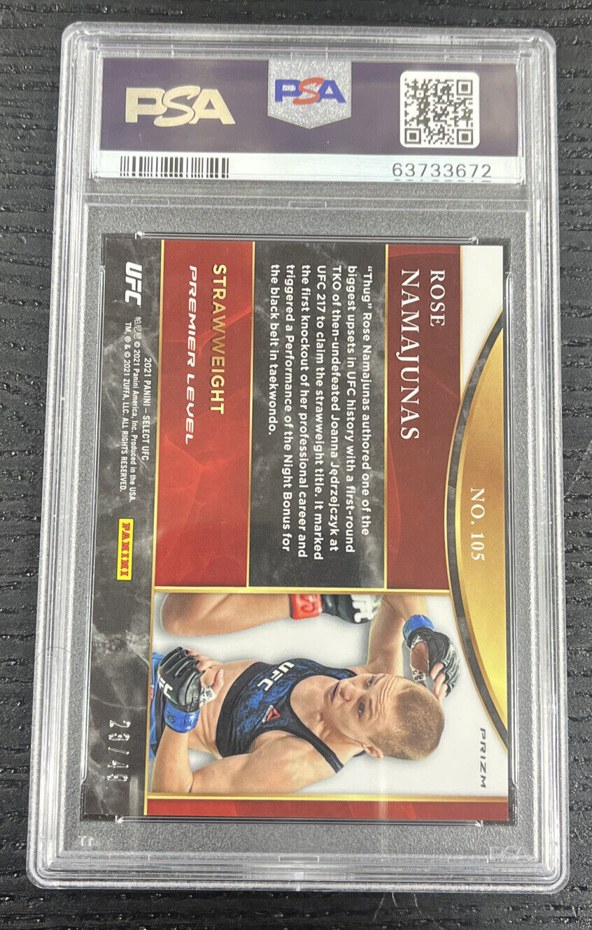 2021 UFC Select Premier Rose Namajunas Blue Prizm /49 PSA 9