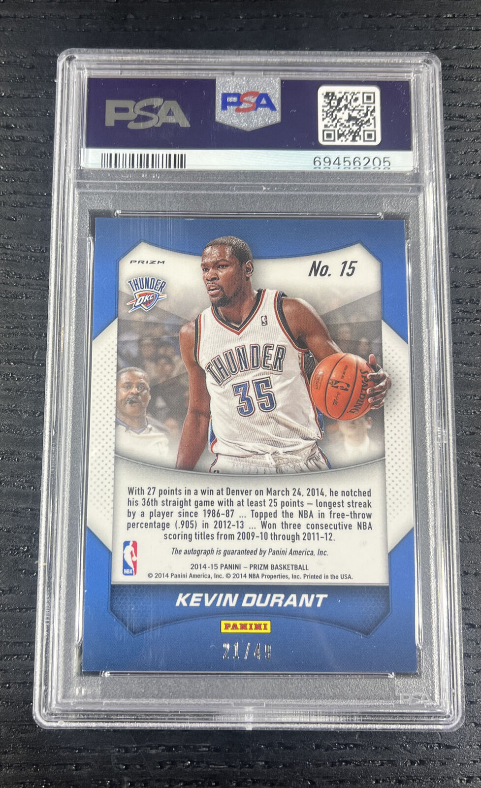2014-15 Panini Prizm Kevin Durant Red Pulsar Auto /49 Thunder Warriors Nets Suns