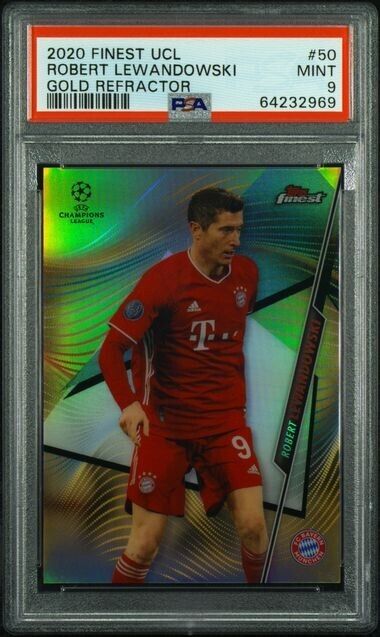 2020 Finest UCL Robert Lewandowski Gold Refractor /50 PSA 9