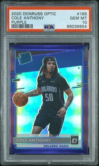 2020-21 Optic Cole Anthony Purple Refractor Orlando Magic PSA 10