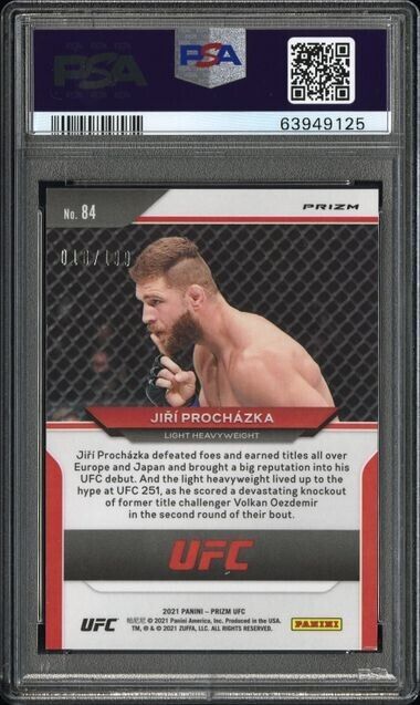 2021 Prizm UFC Jiri Prochazka Blue Prizm RC Rookie /199 PSA 9