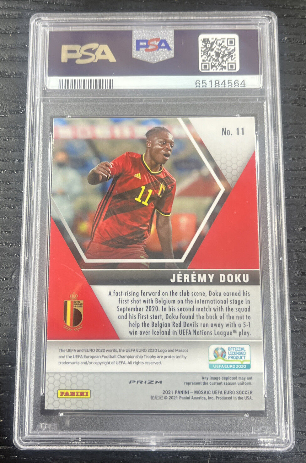 2020 Jeremy Doku Rookie Reactive Gold Mosaic UEFA Euro 20 #11 RC Graded - PSA 10