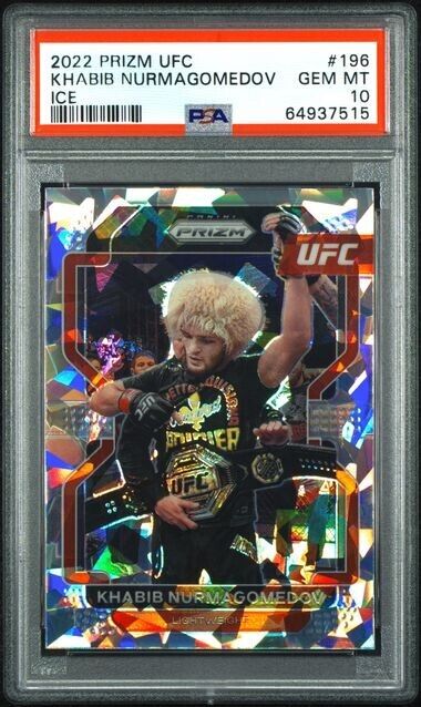 2022 Panini Prizm UFC Khabib Nurmagomedov Cracked Ice Prizm SP #196 PSA 10