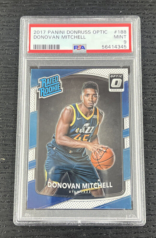 2016-17 Optic Donovan Mitchell Rookie RC Cleveland Cavaliers Utah Jazz PSA 9