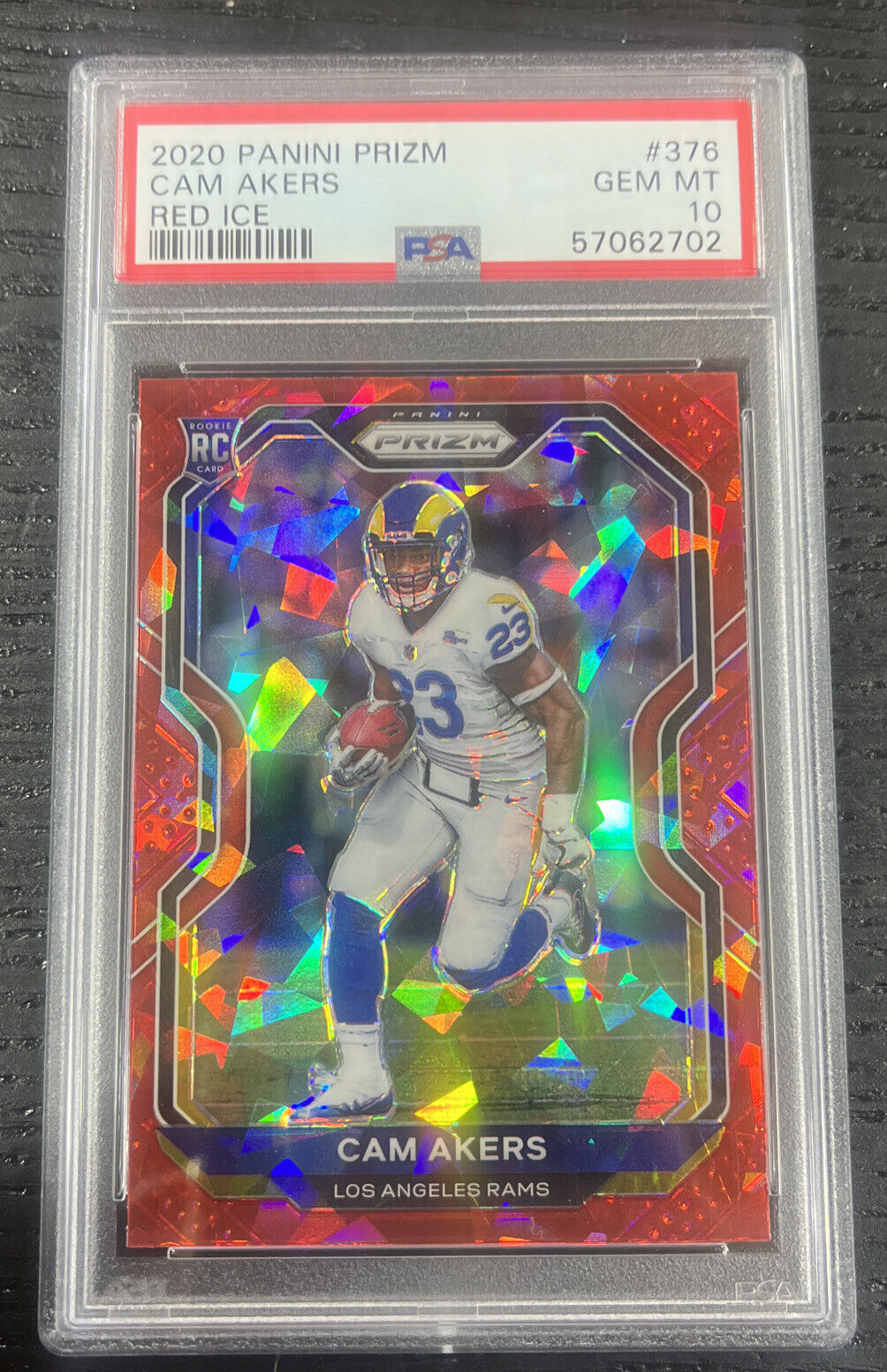 2020 Panini Prizm Cam Akers Rookie Red Ice Prizm PSA 10 GEM MINT