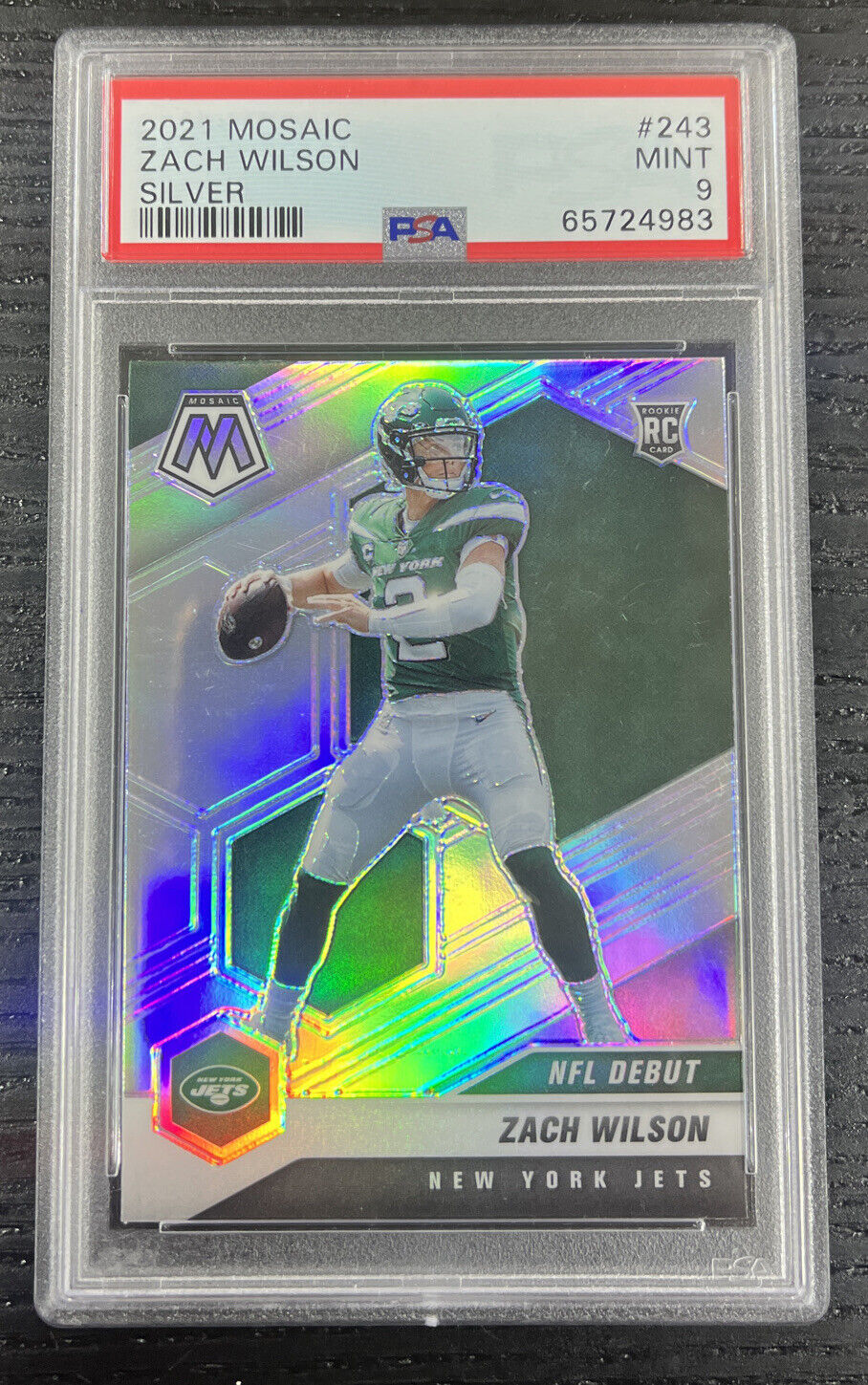 2021 Mosaic Zach Wilson Silver Prizm #243 Rookie RC PSA 9