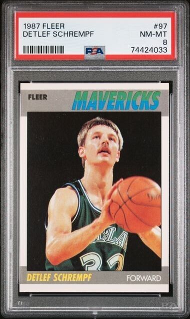 1987 Fleer Card # 97 Detlef Schrempf Dallas Mavericks ROOKIE RC PSA 8 NM-MT