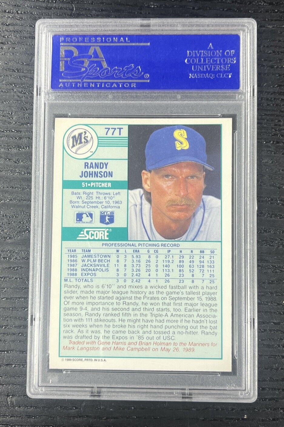 1989 Score Traded #77T Randy Johnson Rookie Card HOFer PSA: NM-MT 8