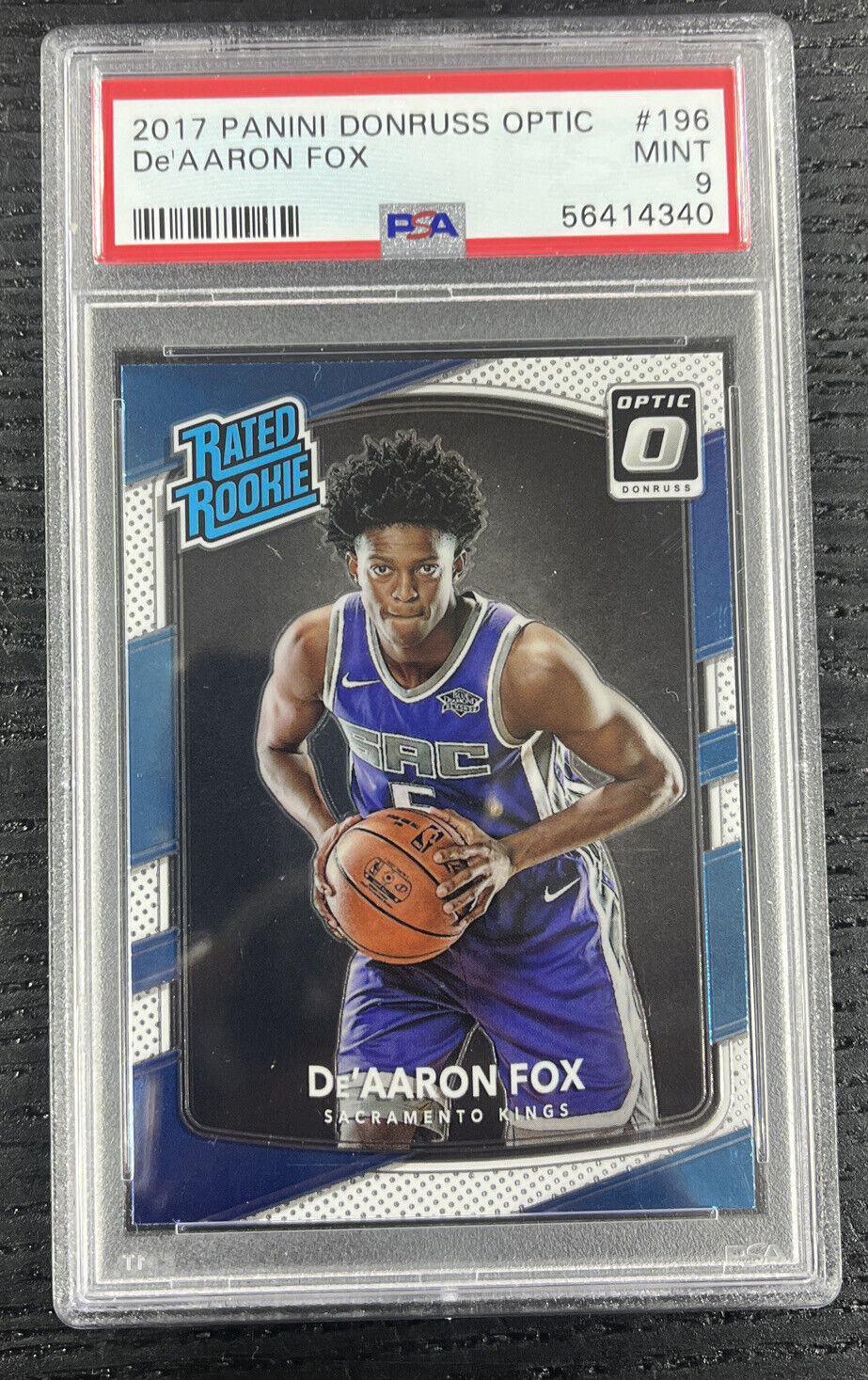 2017-18 Donruss Optic Rated Rookie De'Aaron Fox RC #196 Kings PSA 9 MINT