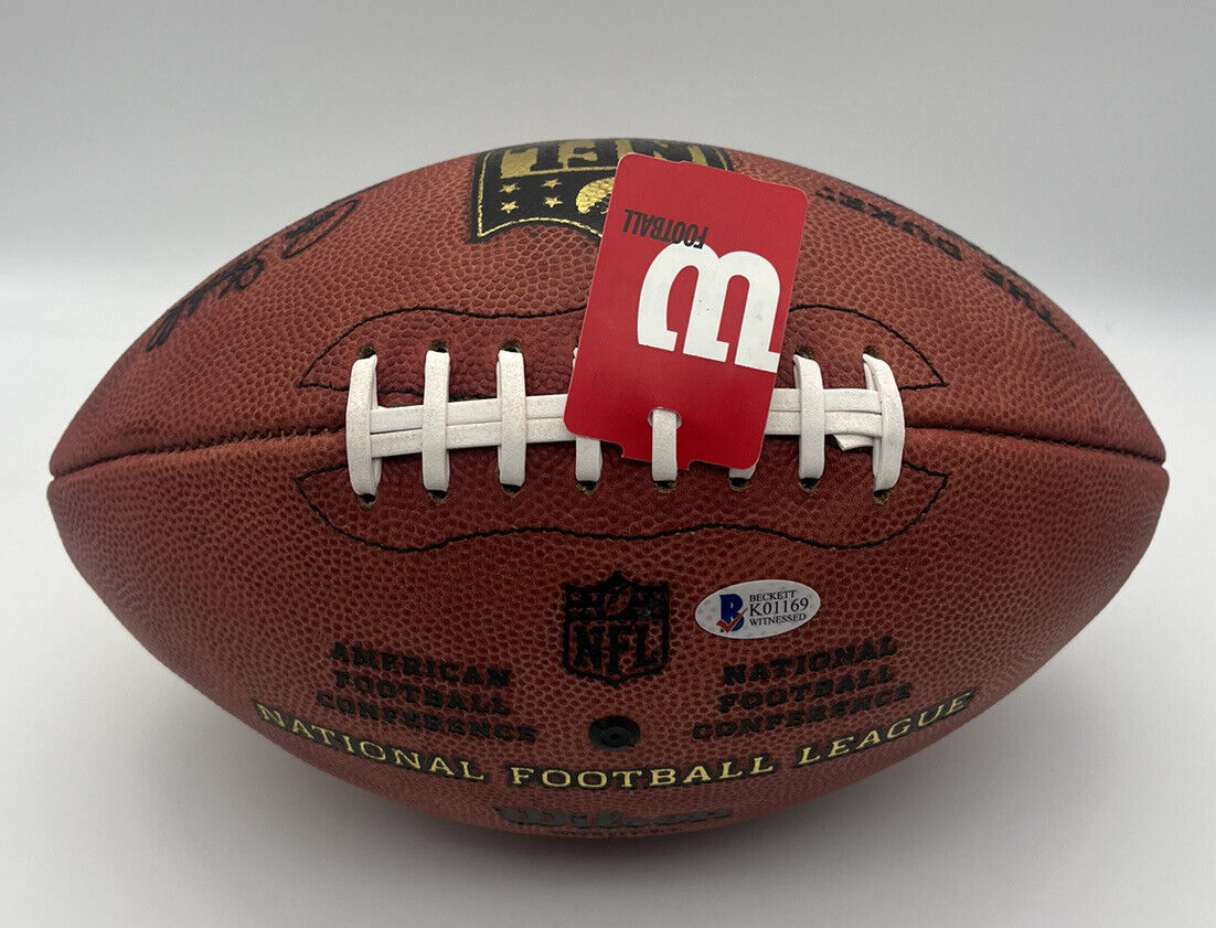 Derek Carr Signed Wilson Duke Football Becket Witnessed Raiders Saints