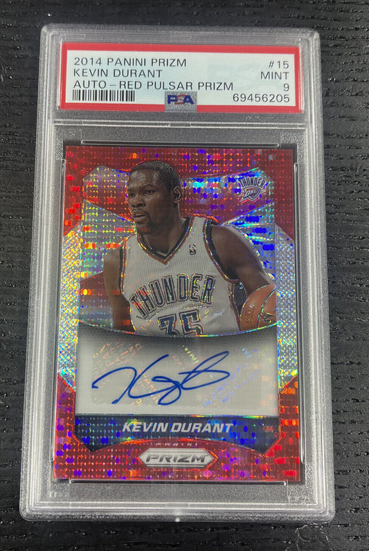 2014-15 Panini Prizm Kevin Durant Red Pulsar Auto /49 Thunder Warriors Nets Suns