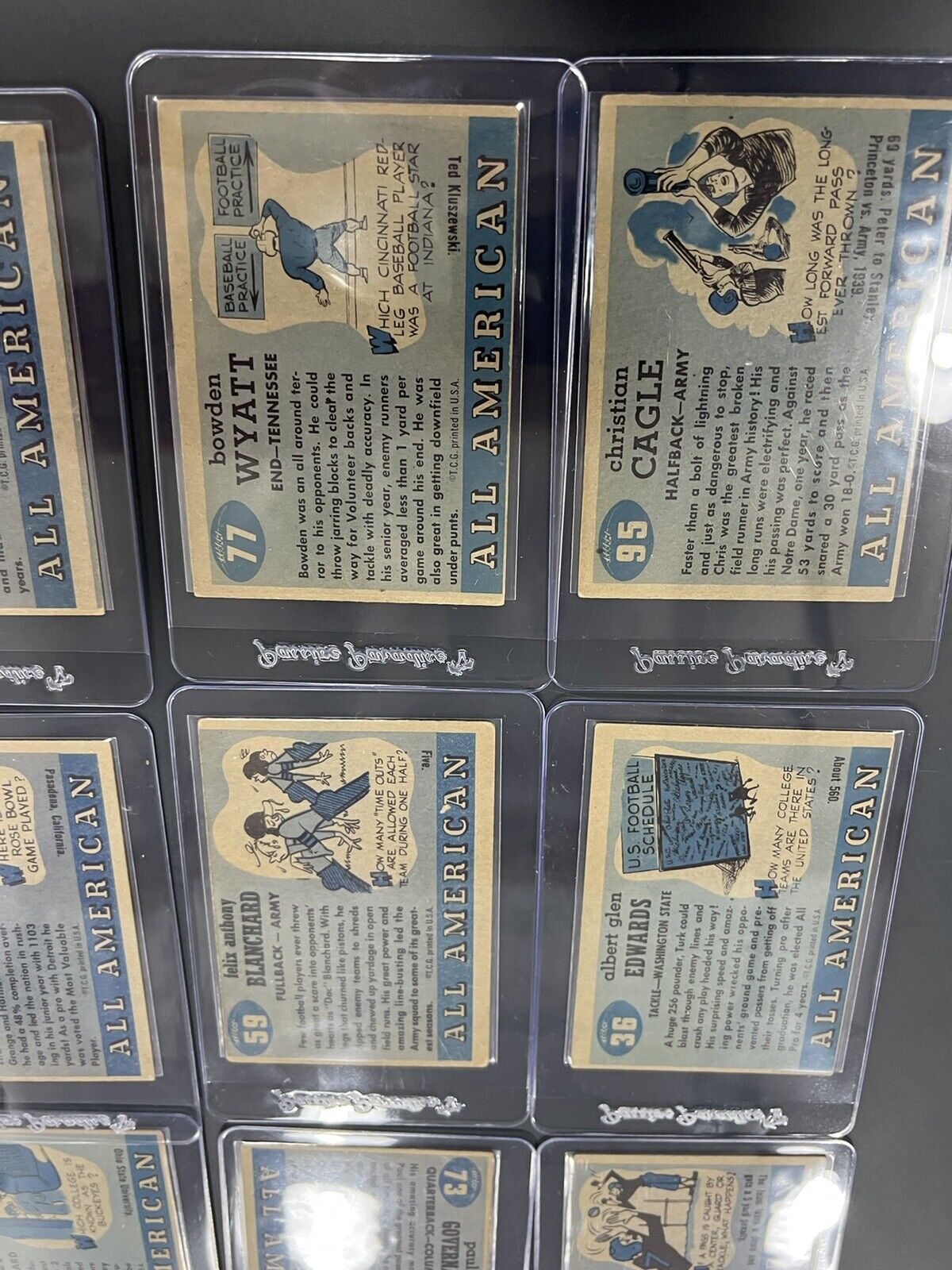 Lot Of 24 1955 Topps All American Football Cards Newly Sleeved!