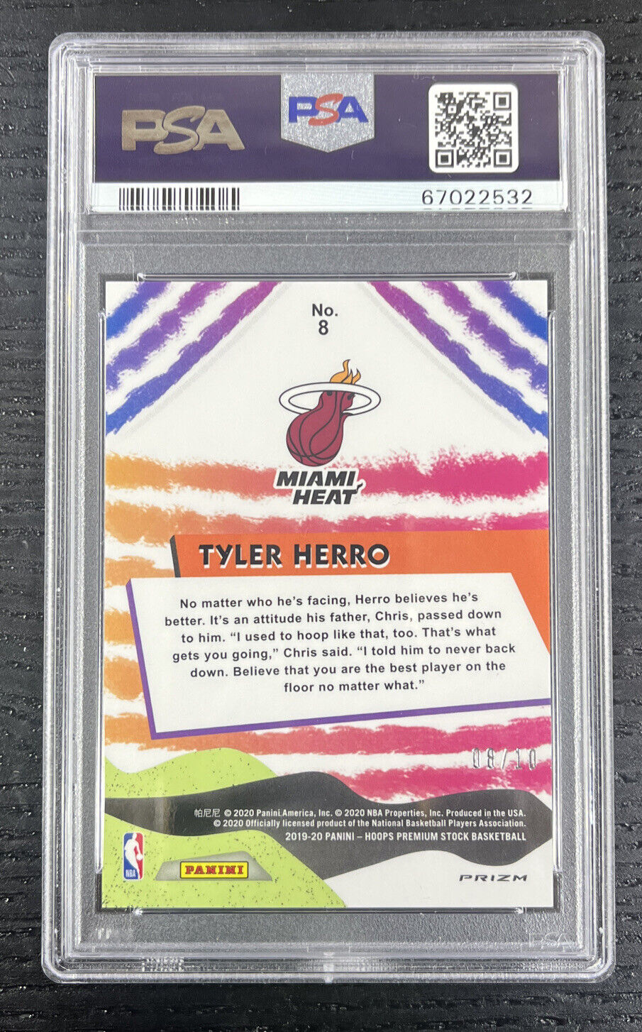 2019-20 Premium Stock NBA Hoops Tyler Herro We Got Next Gold Scope PSA 9 RC /10