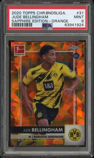 2020-21 Topps Chrome Bundesliga Sapphire Jude Bellingham Orange /125 PSA 9