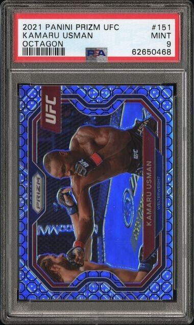 2021 1ST YEAR Panini Prizm UFC Octagon Prizm /8 Kamaru Usman #151 PSA 9