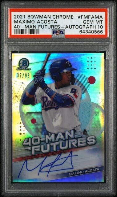 2021 Bowman Chrome Maximo Acosta 40 Man Futures RC Auto #/99 PSA 10