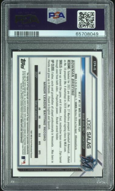 2021 Bowman Chrome Jose Salas 1st Prospect Auto #CPA-JS PSA 9 Marlins