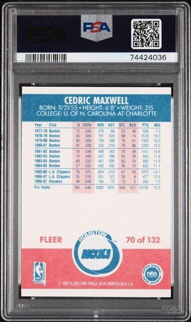 1987 FLEER NBA BASKETBALL #70 Cedric Maxwell 8 Huston Rocket PSA 8
