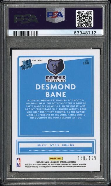 2020-21 Panini Donruss Optic Desmond Bane Rated Rookie Orange Prizm #/199