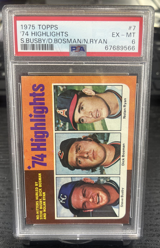 1975 Topps Baseball #7 74 Highlights Nolan Ryan PSA 6