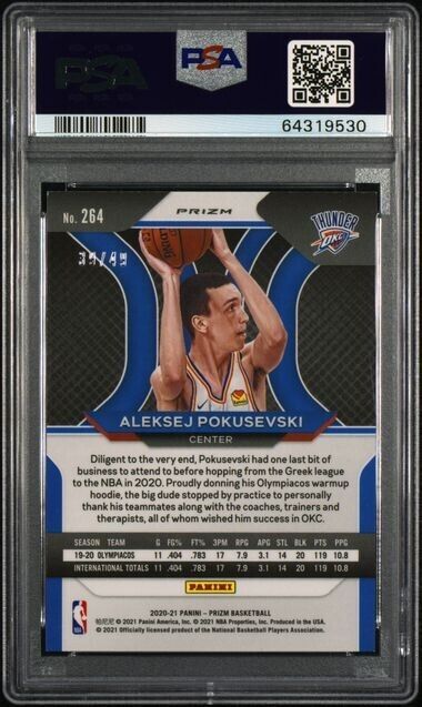 2020-21 Prizm Basketball Aleksej Pokusevski RC Rookie #264 Orange /49 PSA 9