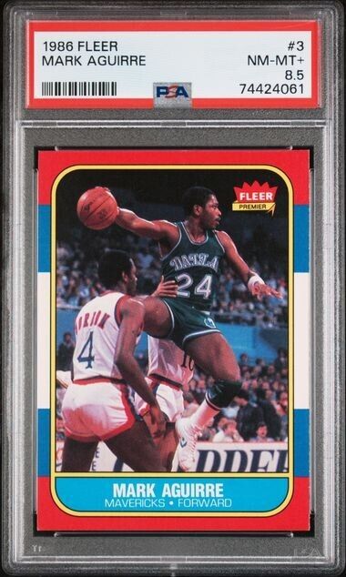 1986 FLEER MARK AGUIRRE #3 RC MAVERICKS PSA 8.5