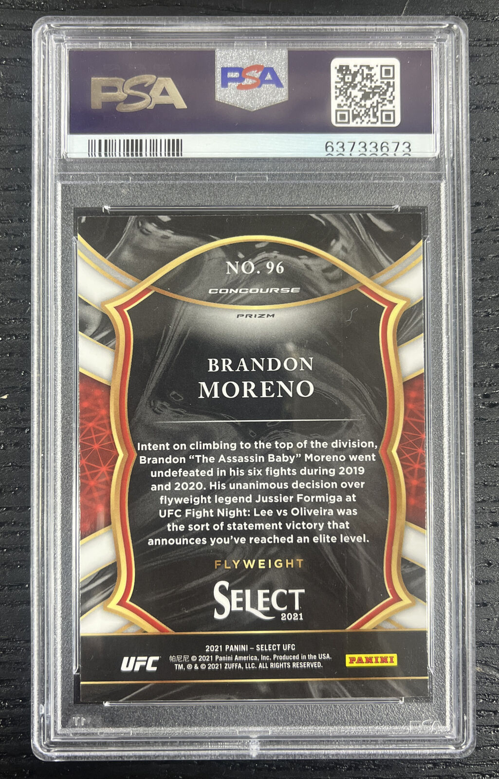 2021 Panini Select UFC Brandon Moreno RC Concourse Tri-Color Prizm PSA 9