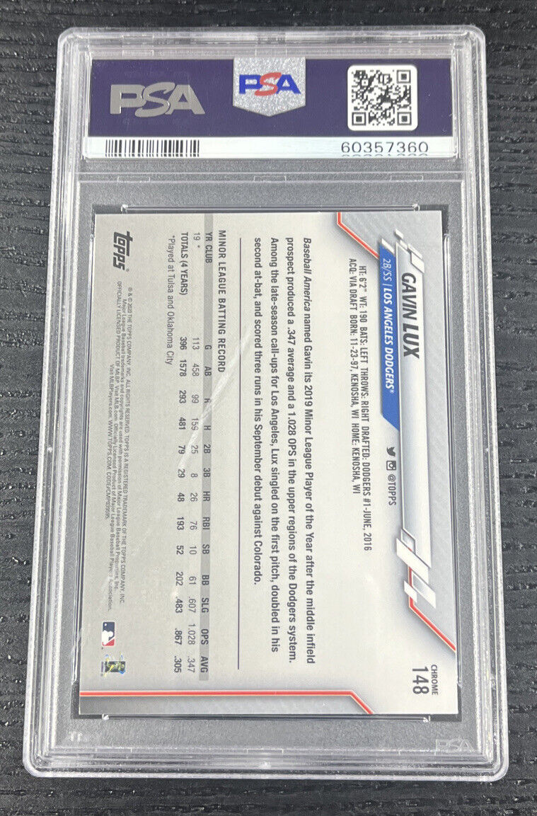 2020 Topps Chrome #148 Gavin Lux LA Dodgers RC Rookie PSA 10 GEM MINT