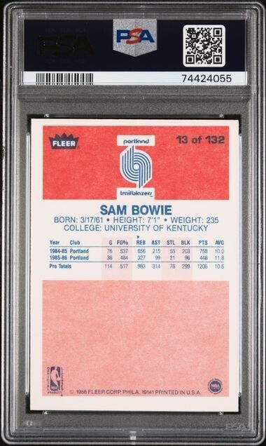 1986 Fleer Sam Bowie Portland Blazers PSA 7