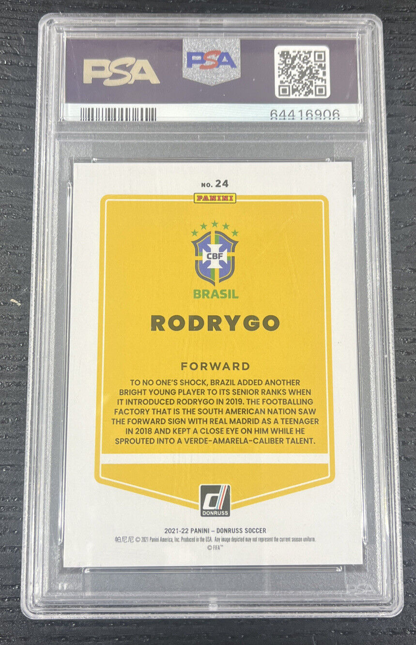 2021-22 Donruss Road To Qatar Rodrygo Gold Laser 9/10 PSA 9 Brazil