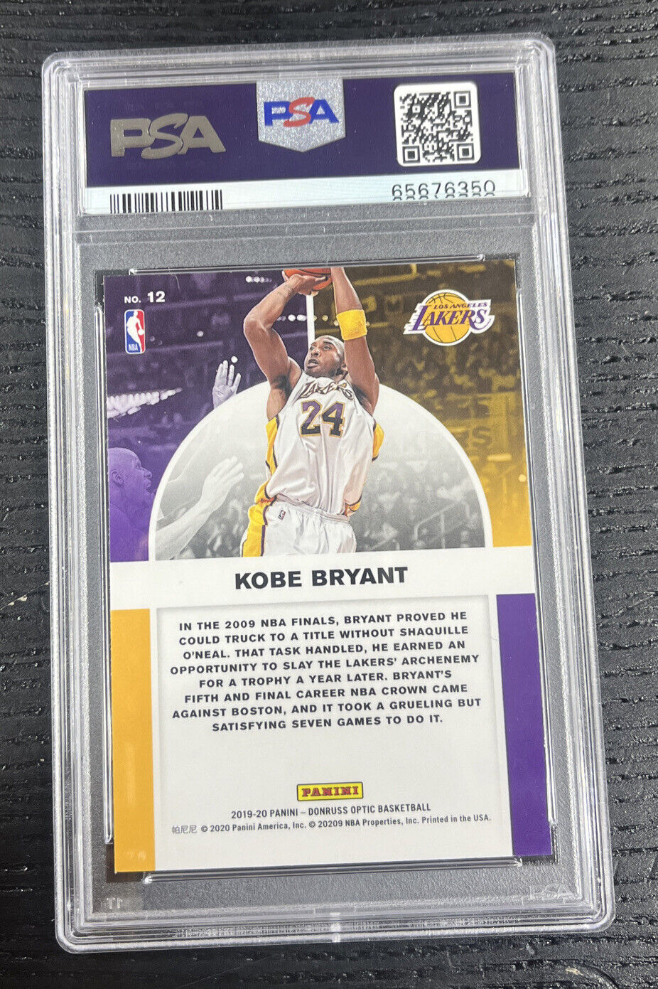 2019-20 Panini Donruss Optic WINNER STAYS Kobe Bryant #12 PSA 9