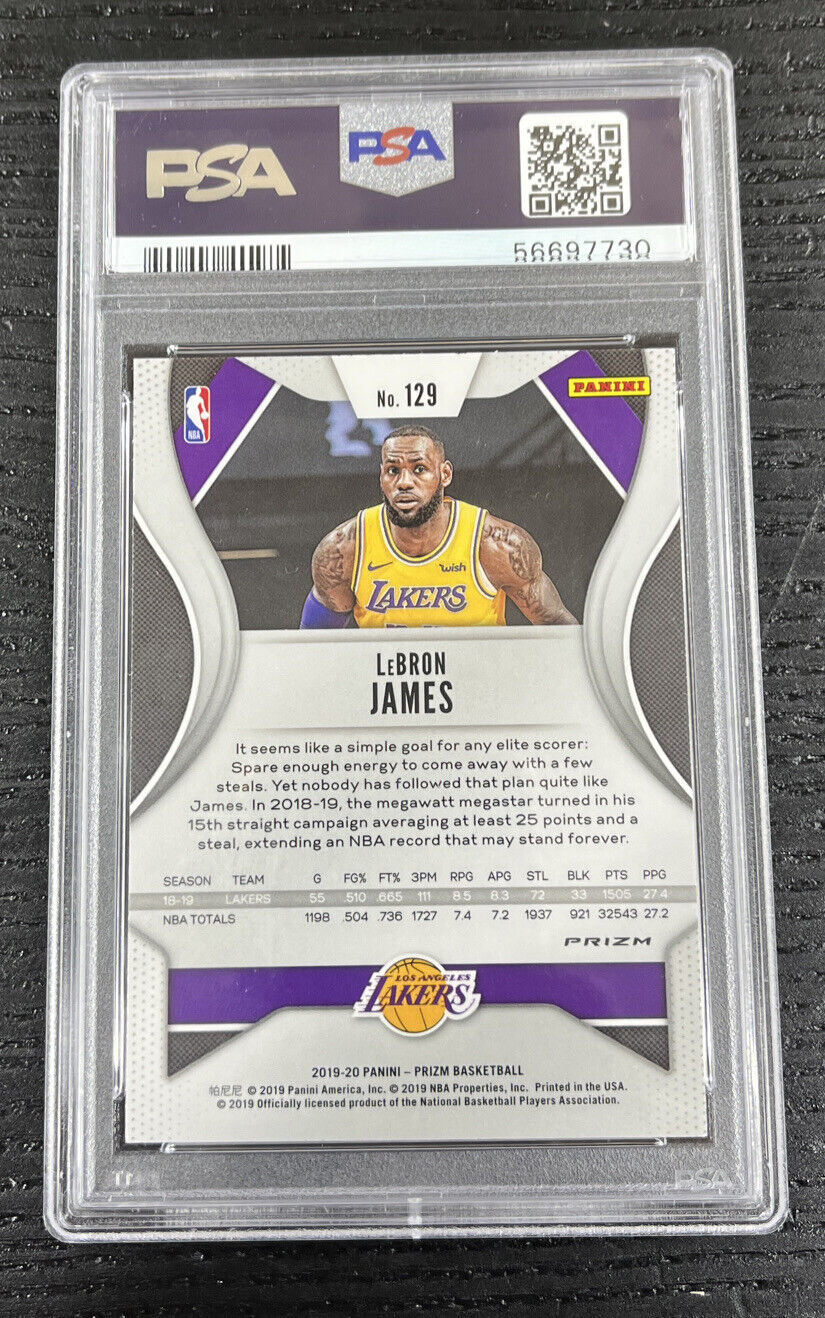 2019-20 Prizm Lebron James Green Prizm #129 Lakers PSA 10