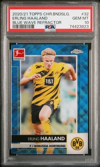 2020-21 Topps Chrome Bundesliga Erling Haaland Blue Wave Refractor /150 Dortmund