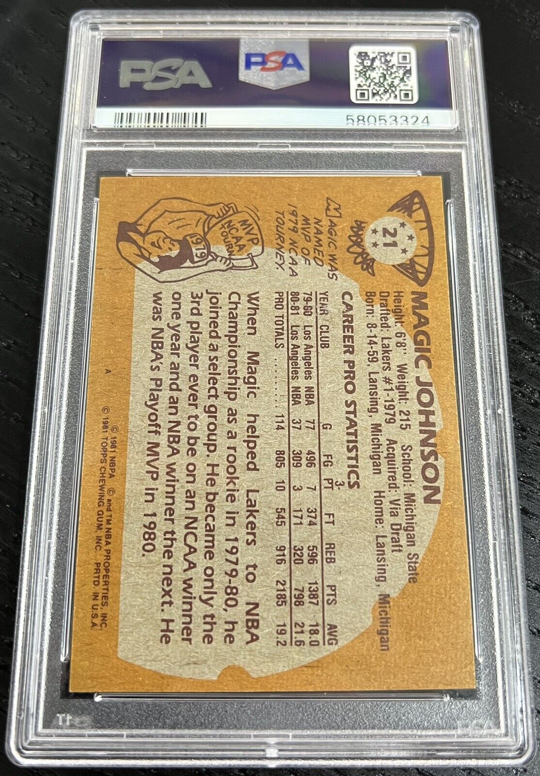 1981 Topps Magic Johnson #21 PSA 7