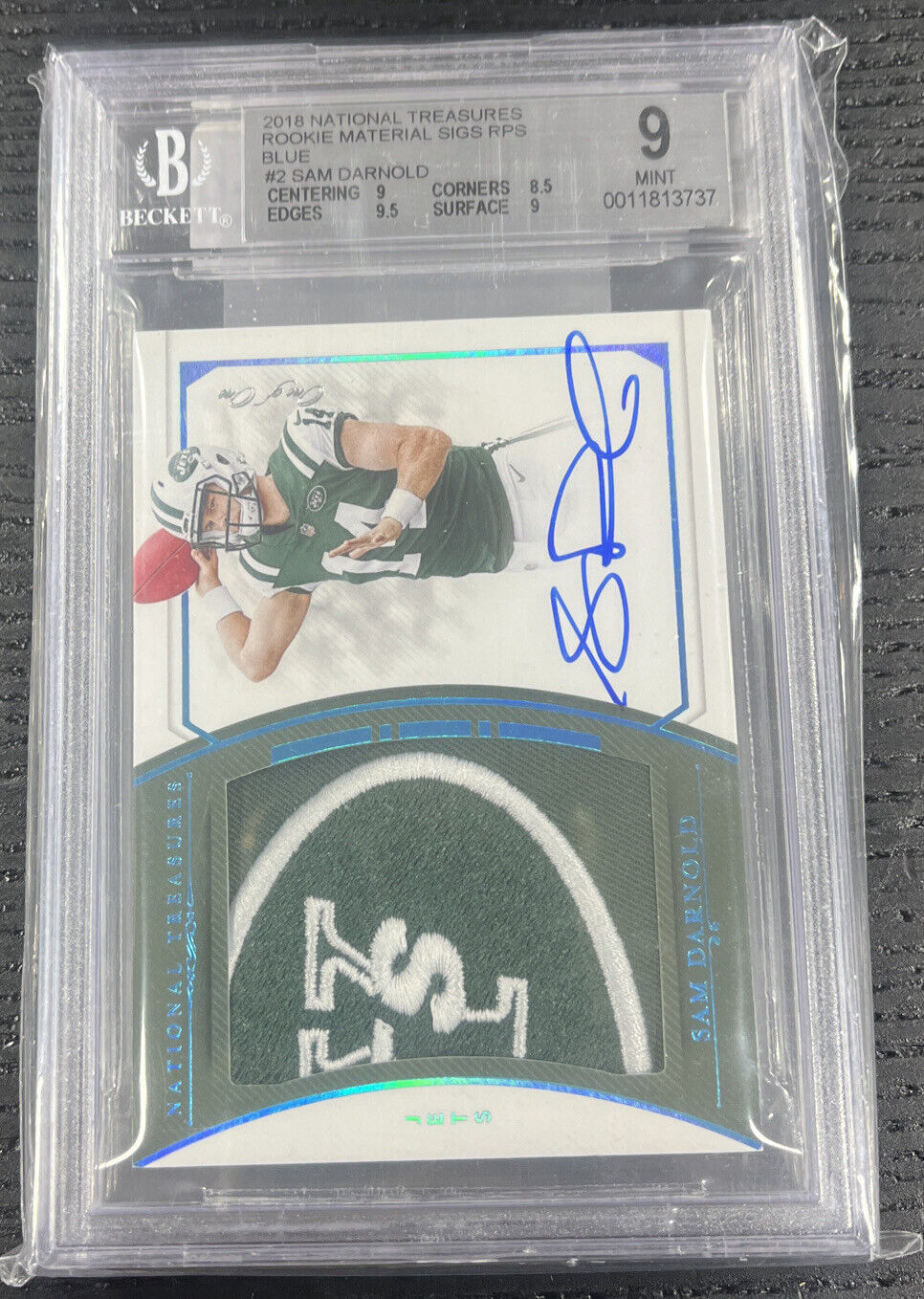 2018 National Treasures Sam Darnold Rookie RC Material Auto 1/1 BGS 9