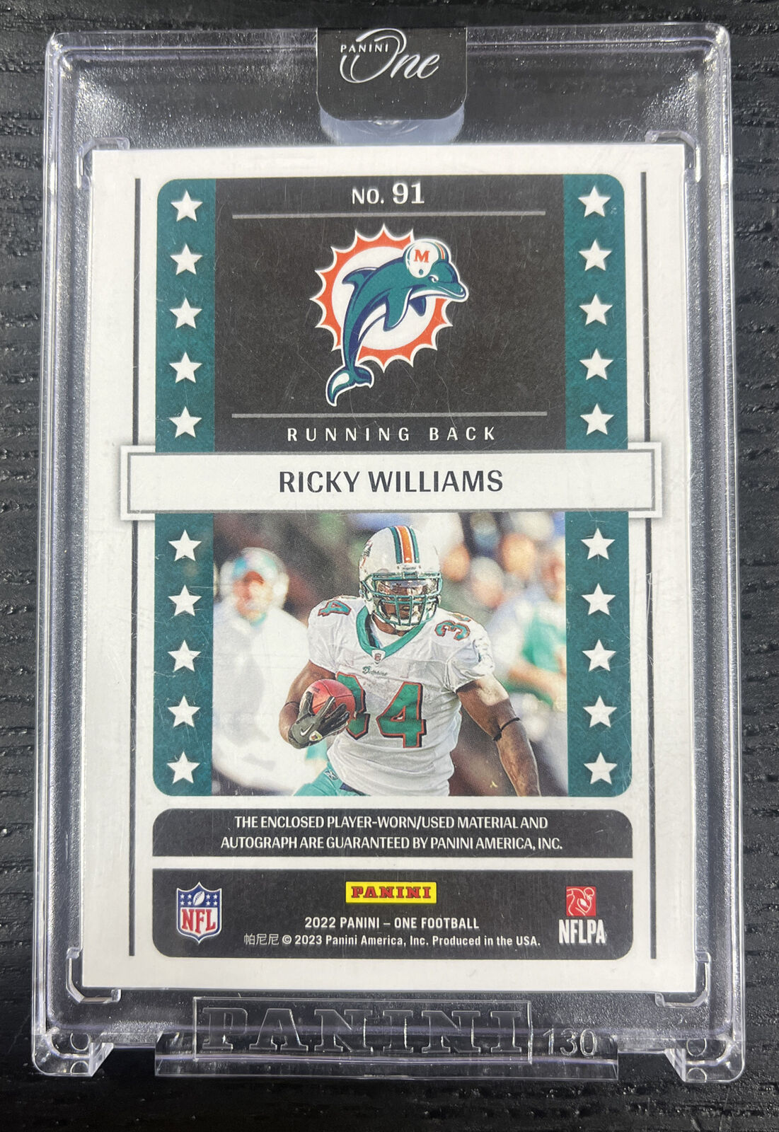 2022 Panini One Football Ricky Williams Lone Star Patch Auto /25 Miami Dolphins